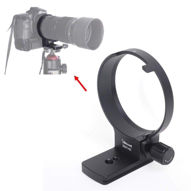 iShoot Tripod Mount Ring, Lens Collar Support Compatible with Sigma 100-400mm f/5-6.3 DG OS HSM Contemporary Lens (EF/F Mount), Bottom is ARCA Quick Release Plate for ARCA-Swiss Fit Tripod Ball Head - Image 1